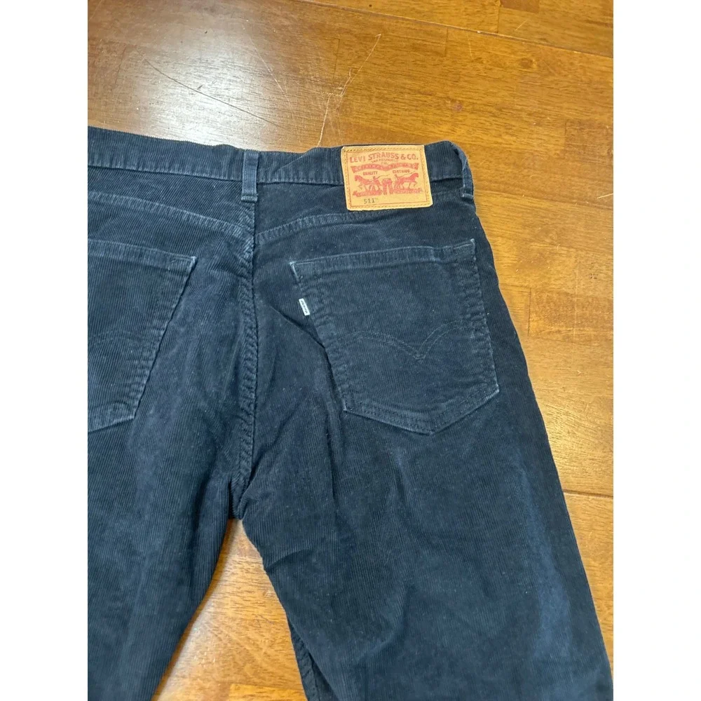 Levi's Corduroy Pants Mens 30x32 Navy Black Premium Slim Straight Corduroy